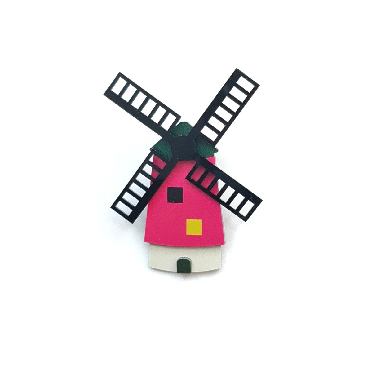Windmill Kinderdijk Pink Brooch