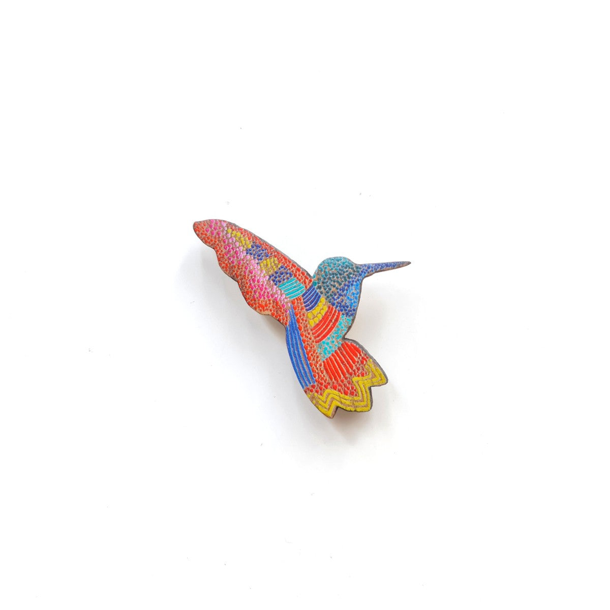 Hummingbird Dot Art Brooch