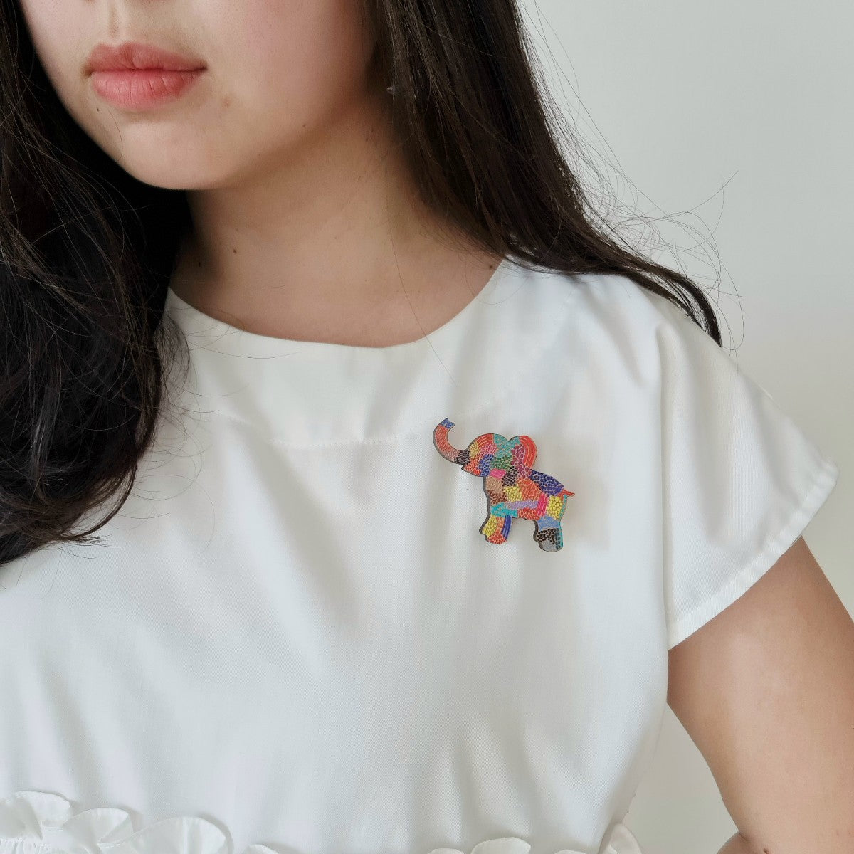 Elephant Dot Art Brooch