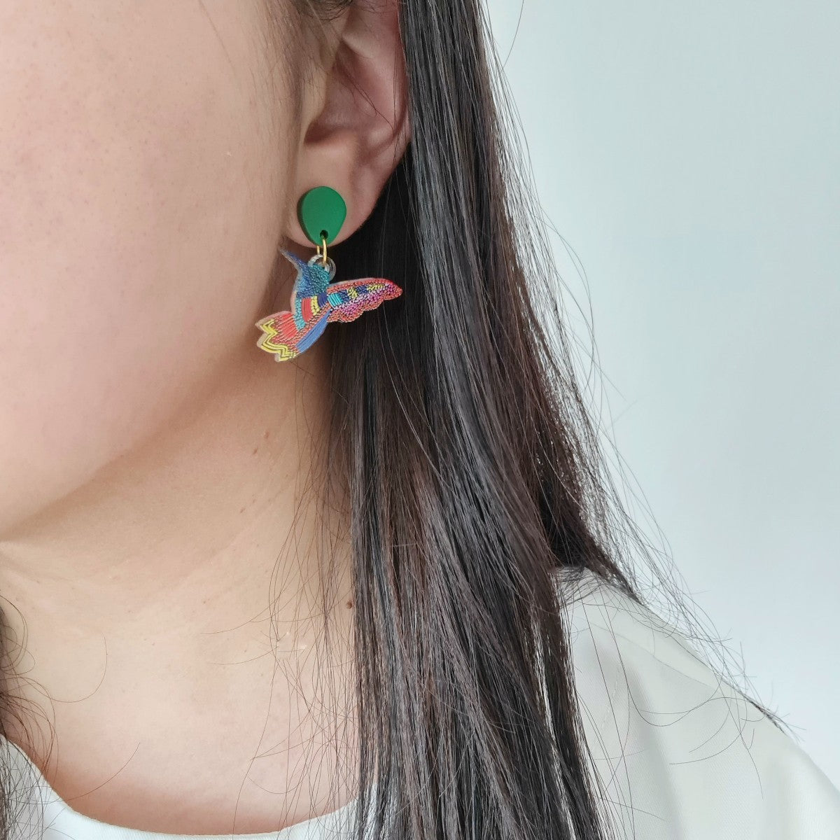 Hummingbird Dot Art Earrings