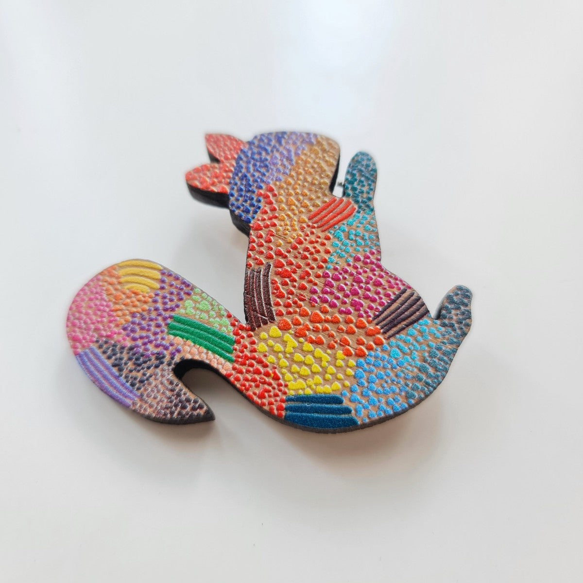 Squirrel Dot Art Brooch