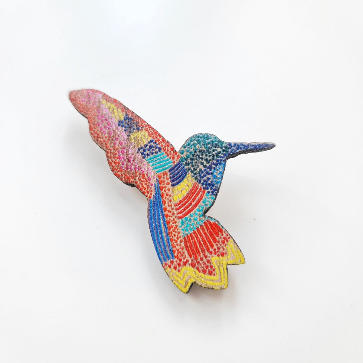 Hummingbird Dot Art Brooch