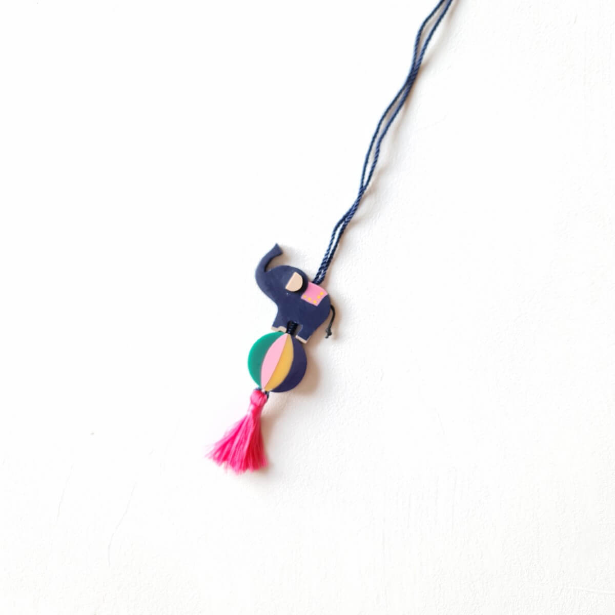 Circus Elephant Navy Necklace