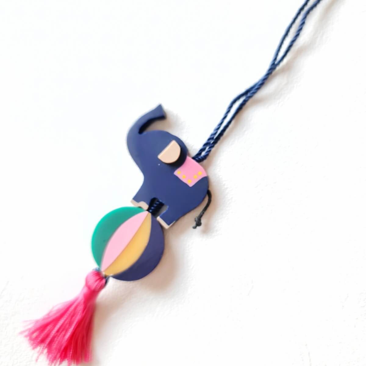 Circus Elephant Navy Necklace