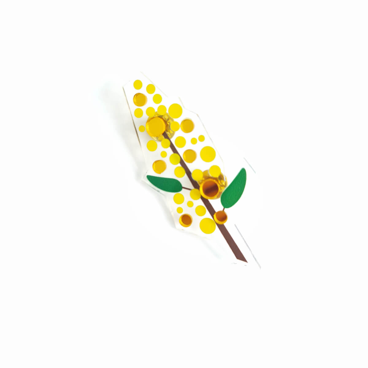 Golden Wattle Flower Brooch