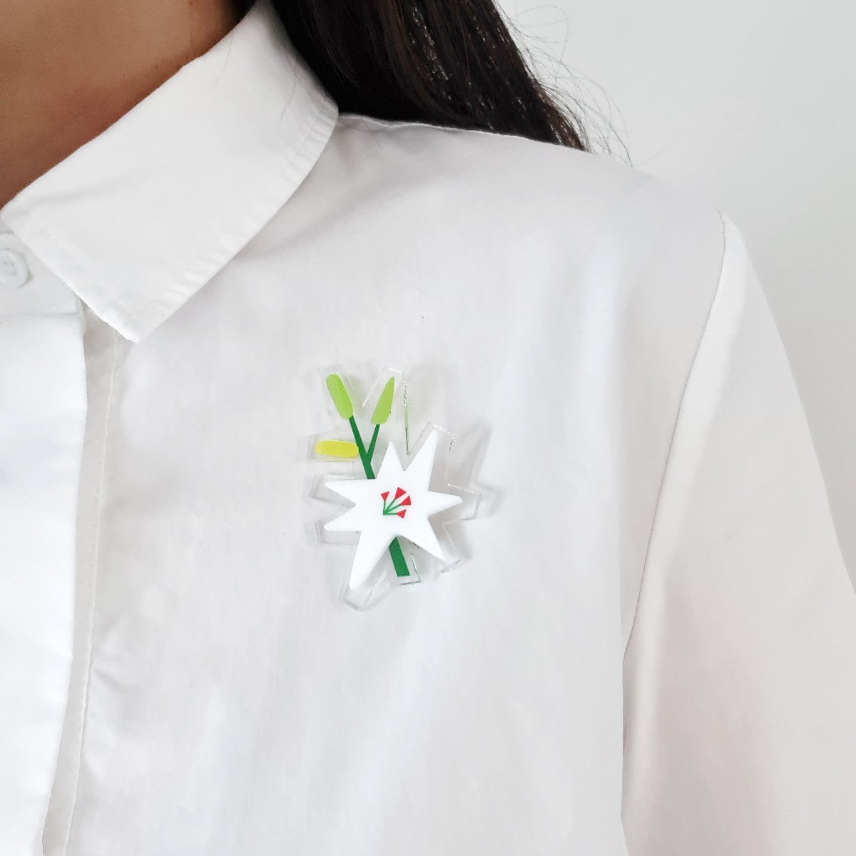 White Lily Flower Brooch