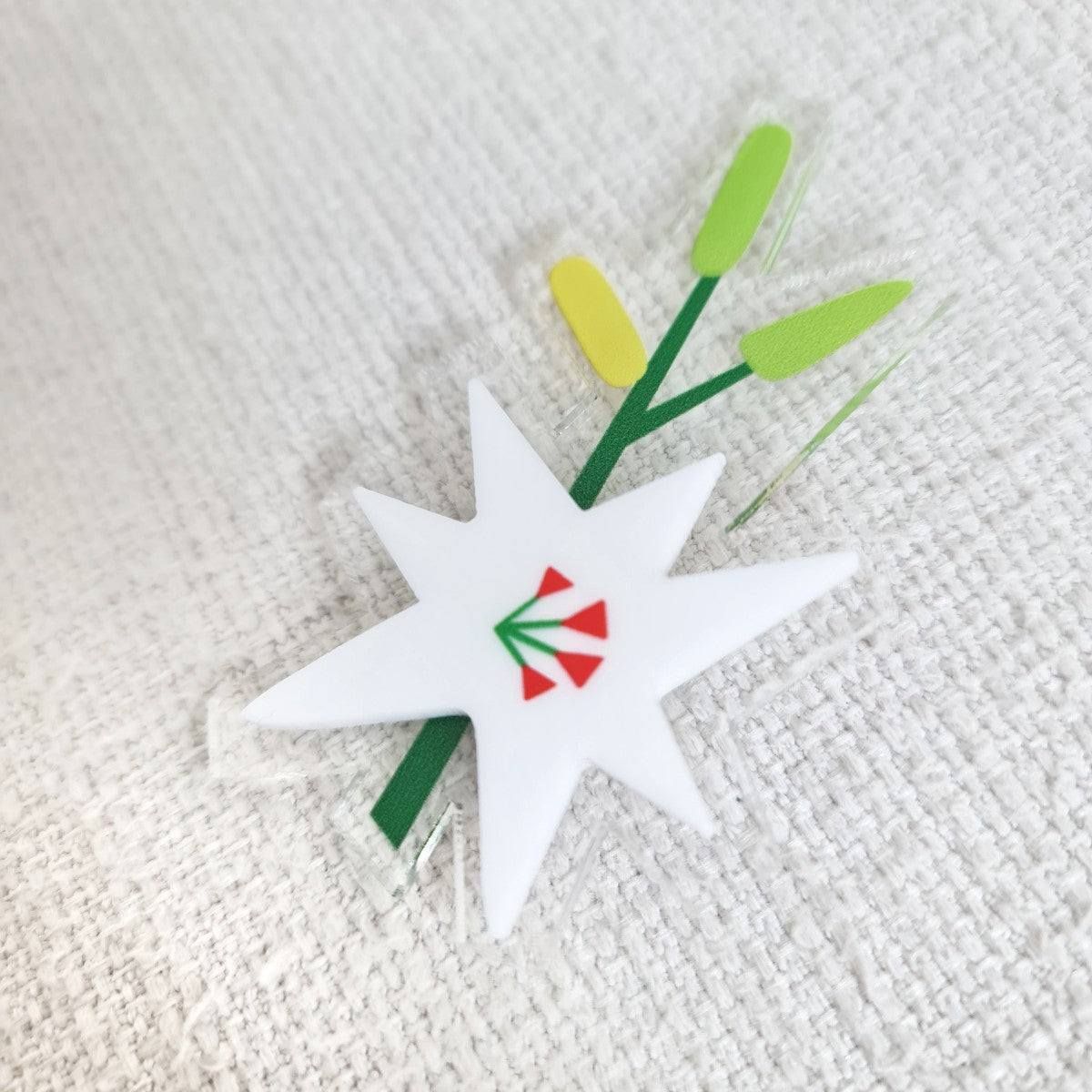 White Lily Flower Brooch