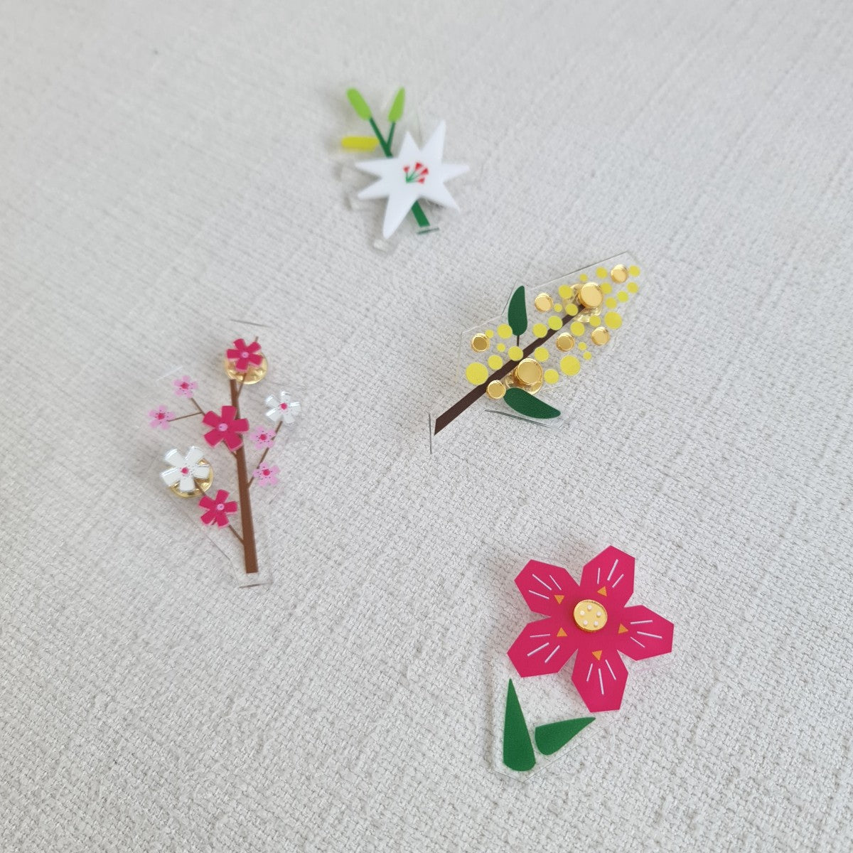 Pink Violet Flower Brooch