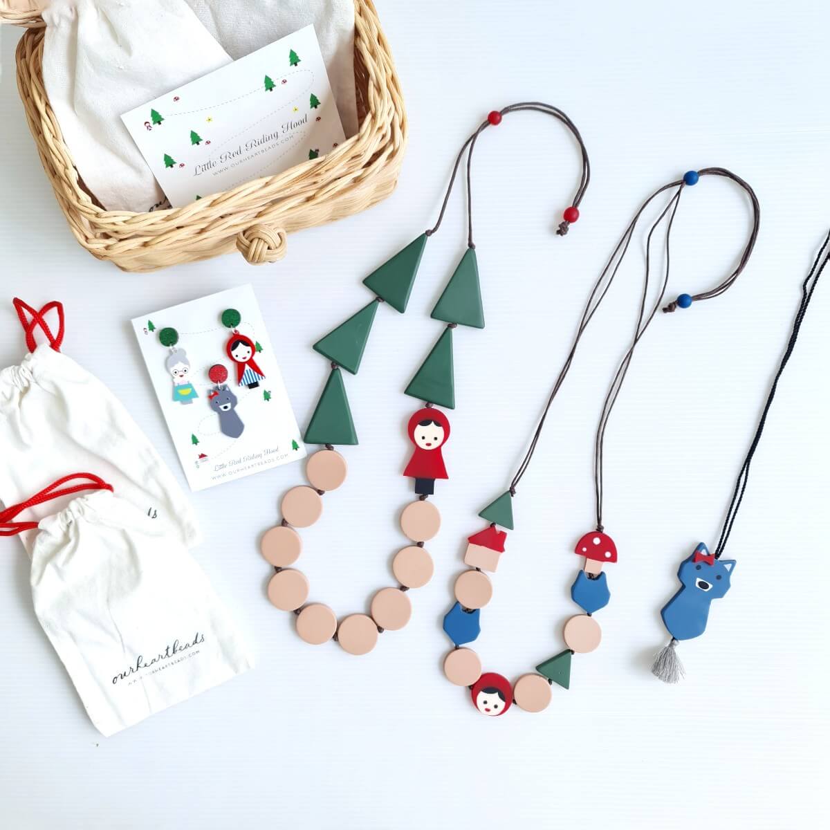 The Little Red Riding Hood Necklace and Earrings Bundle