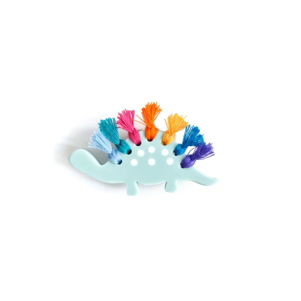 Stegosaurus Tassel Light Green Dinosaur Brooch