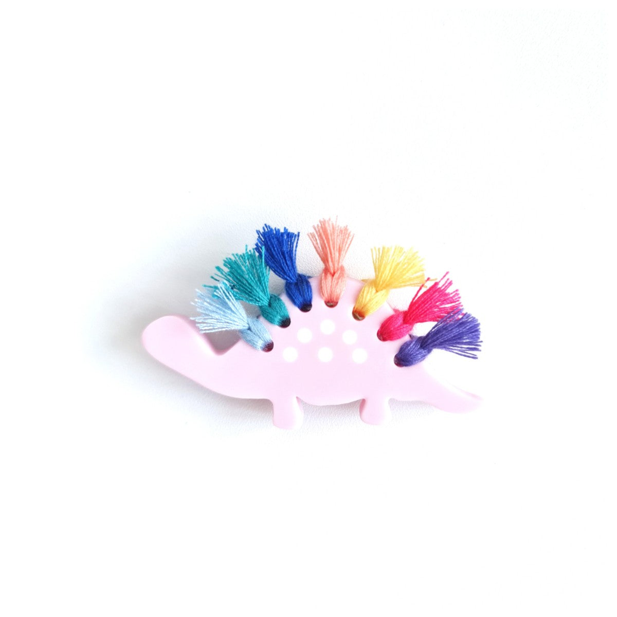 Stegosaurus Tassel Pink Dinosaur Brooch