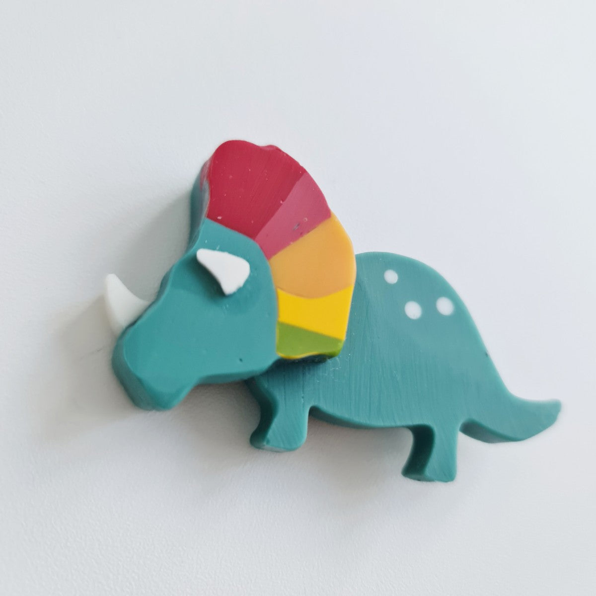 Triceratops Green Dinosaur Brooch