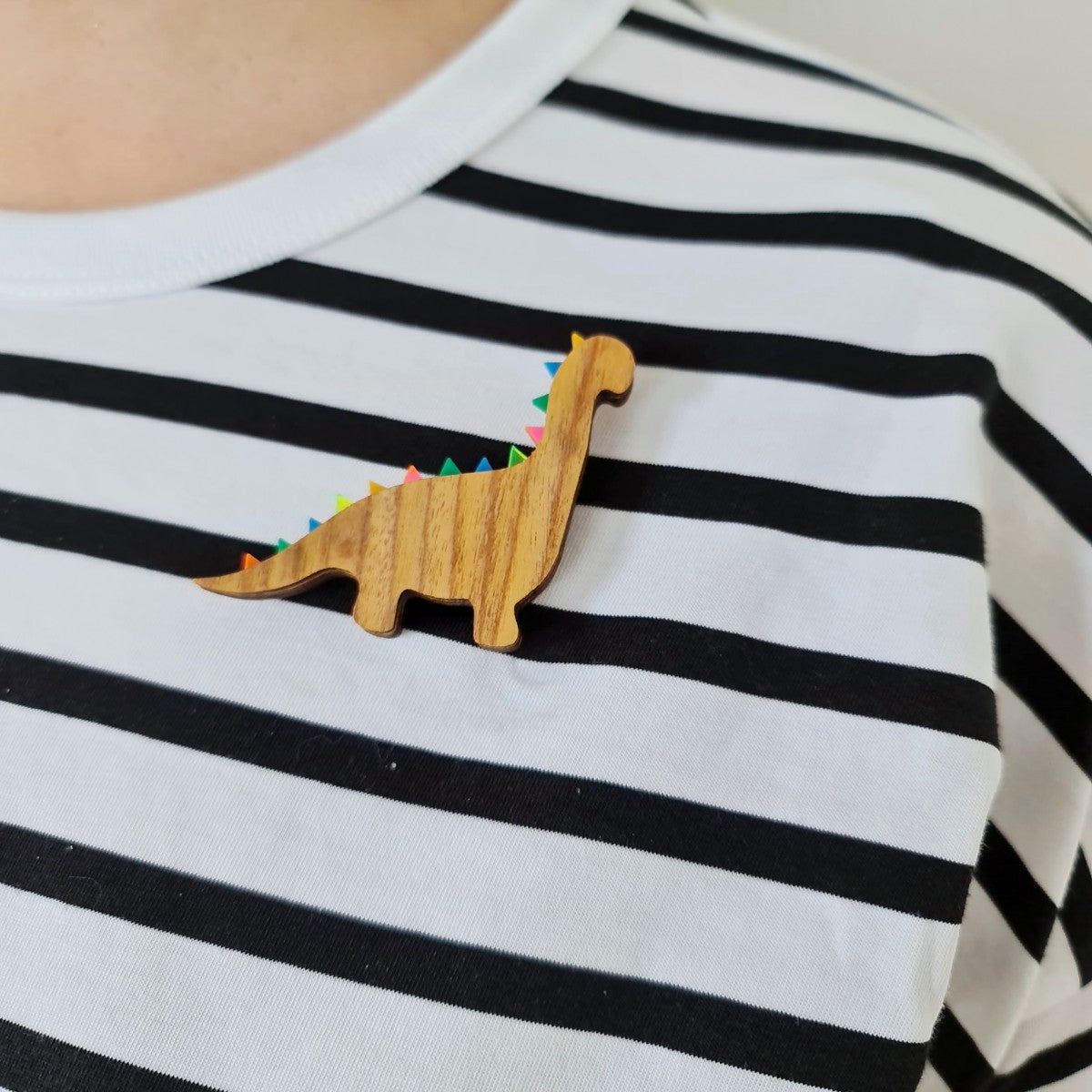 Brachiosaurus Wood Dinosaur Brooch