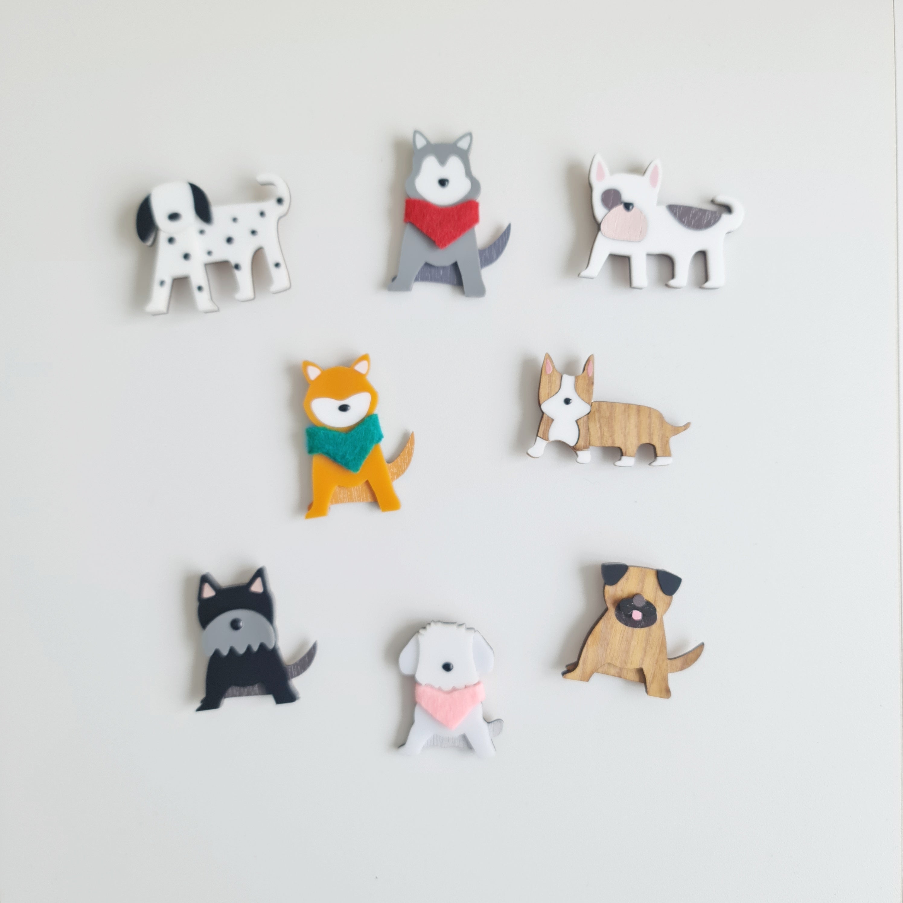 Dalmatian White Dog Brooch