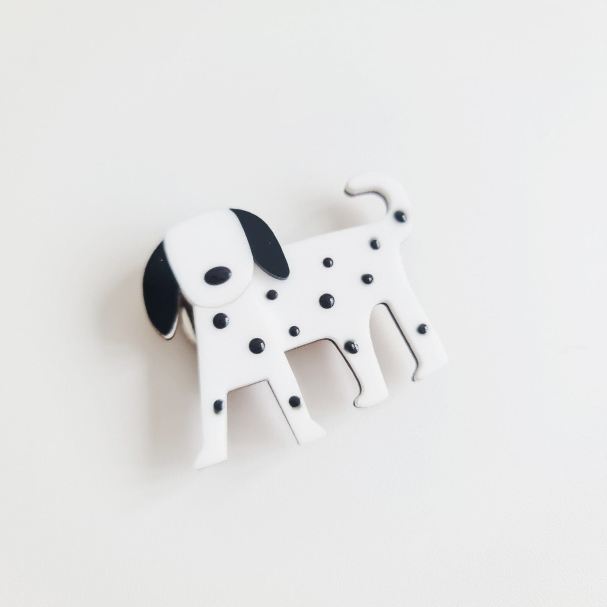 Dalmatian White Dog Brooch