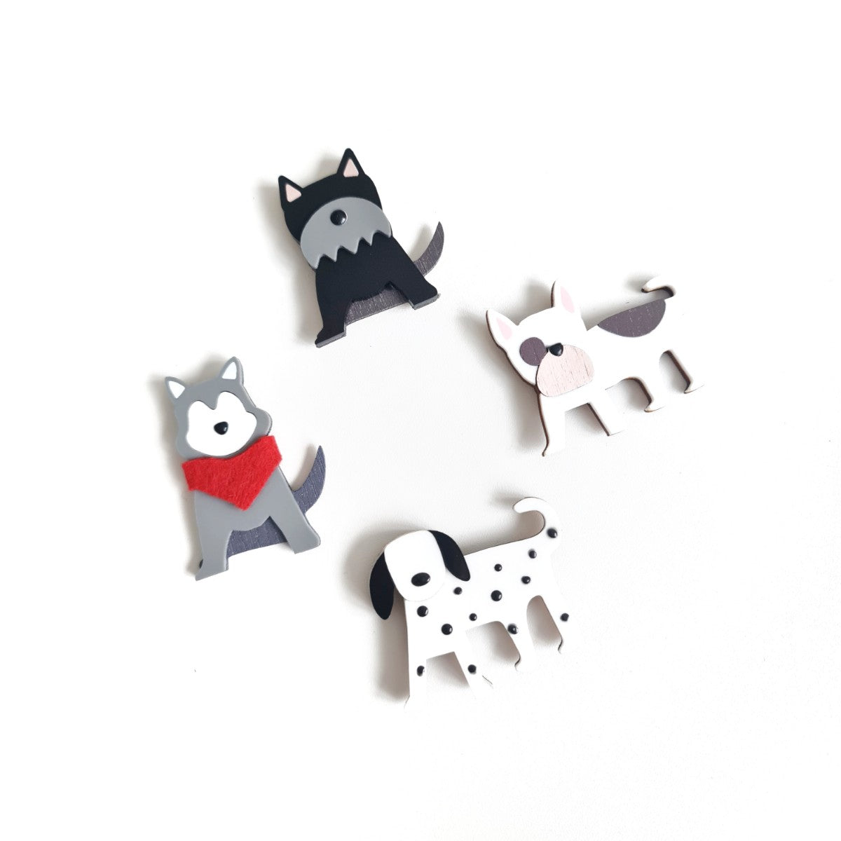 Siberian Husky Grey White Dog Brooch