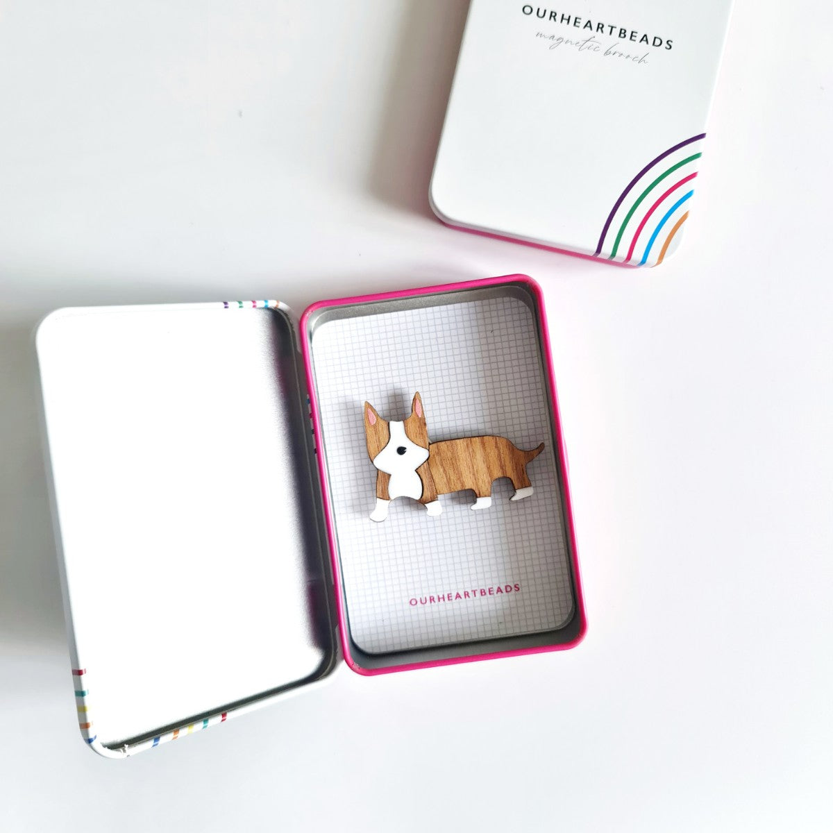 Corgi Red White Dog Brooch