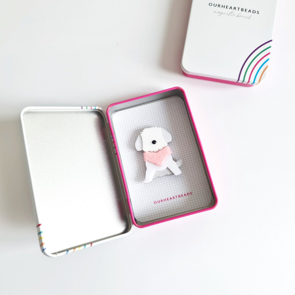 Maltese White Dog Brooch
