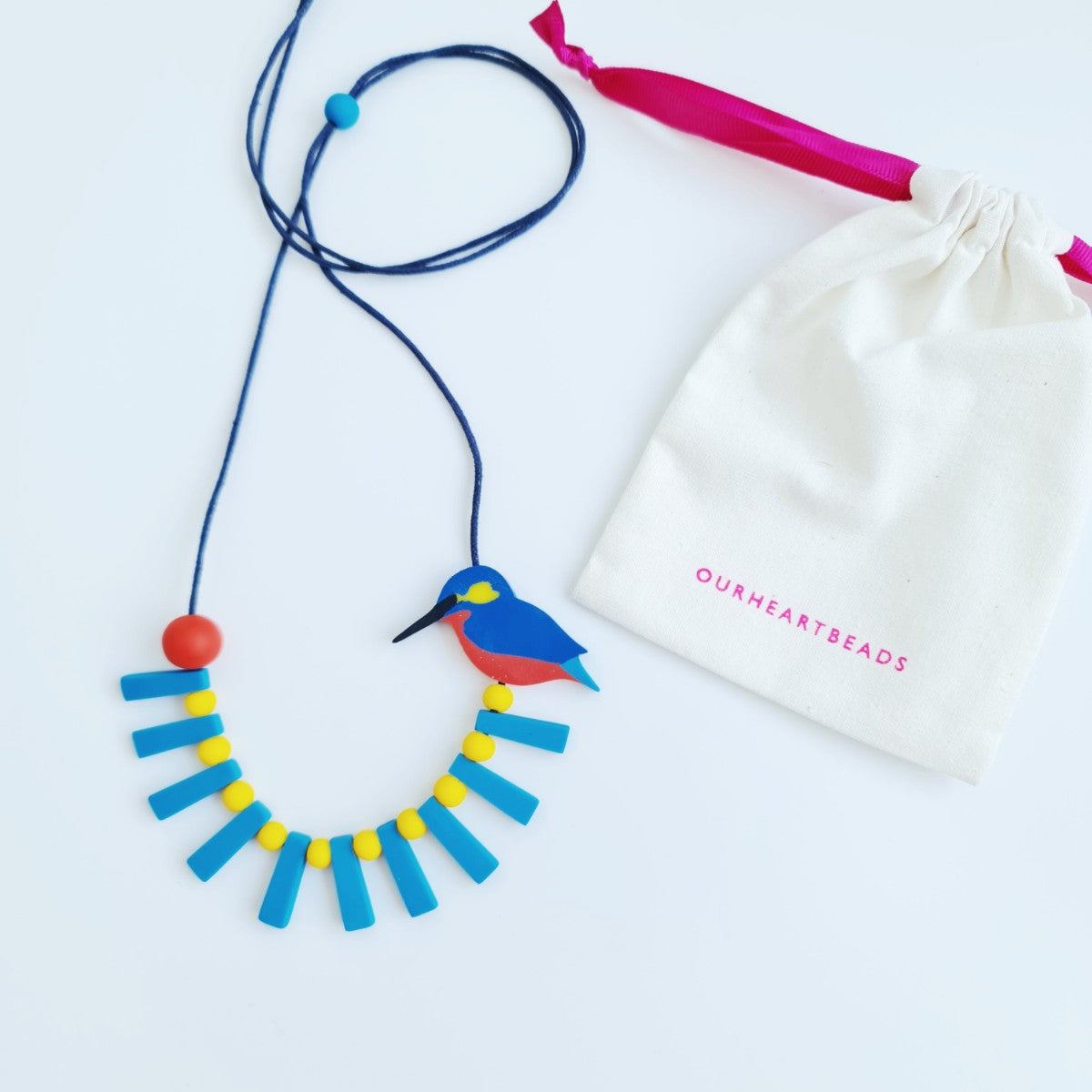 Kingfisher Blue Bird Necklace