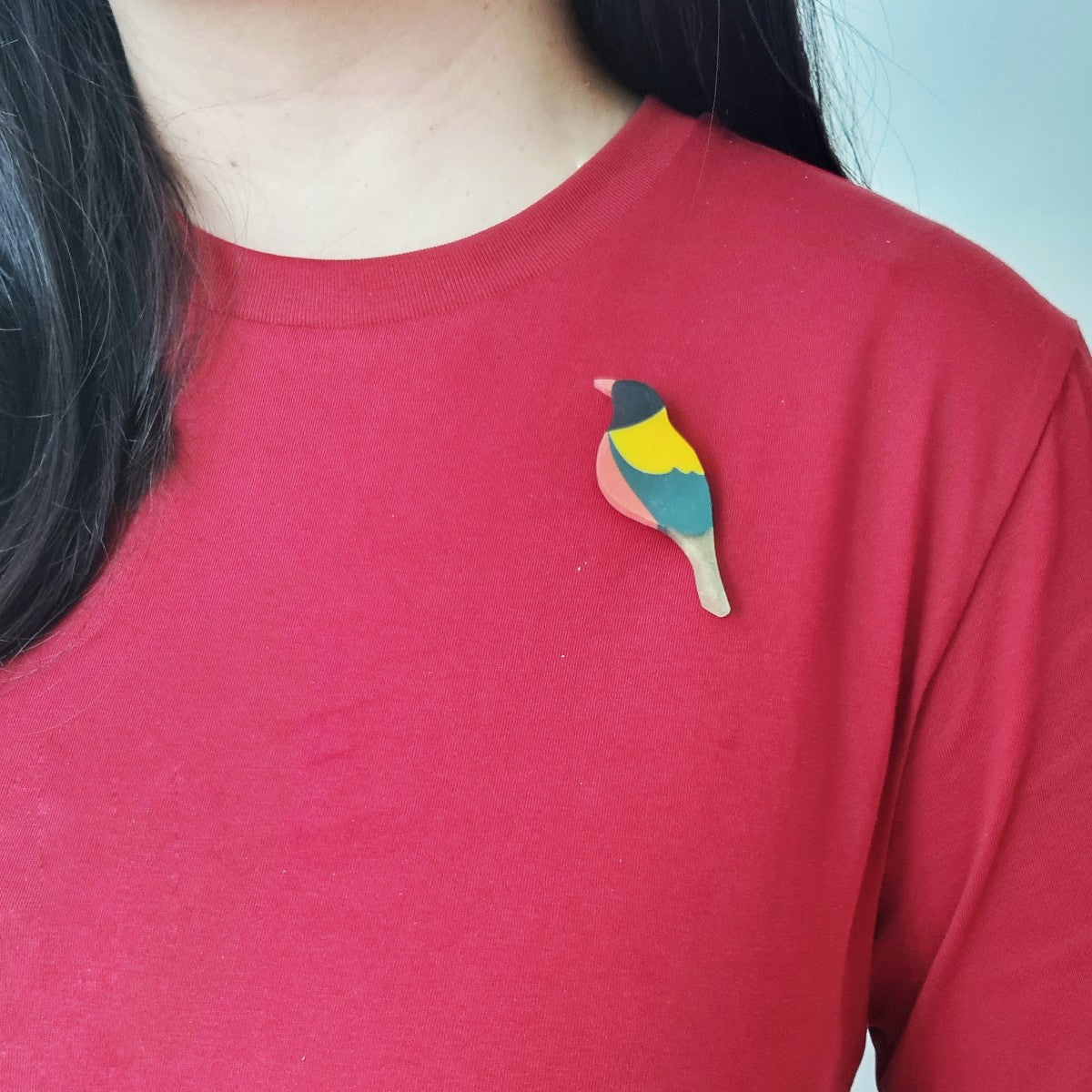 Black-naped Oriole Bird Brooch