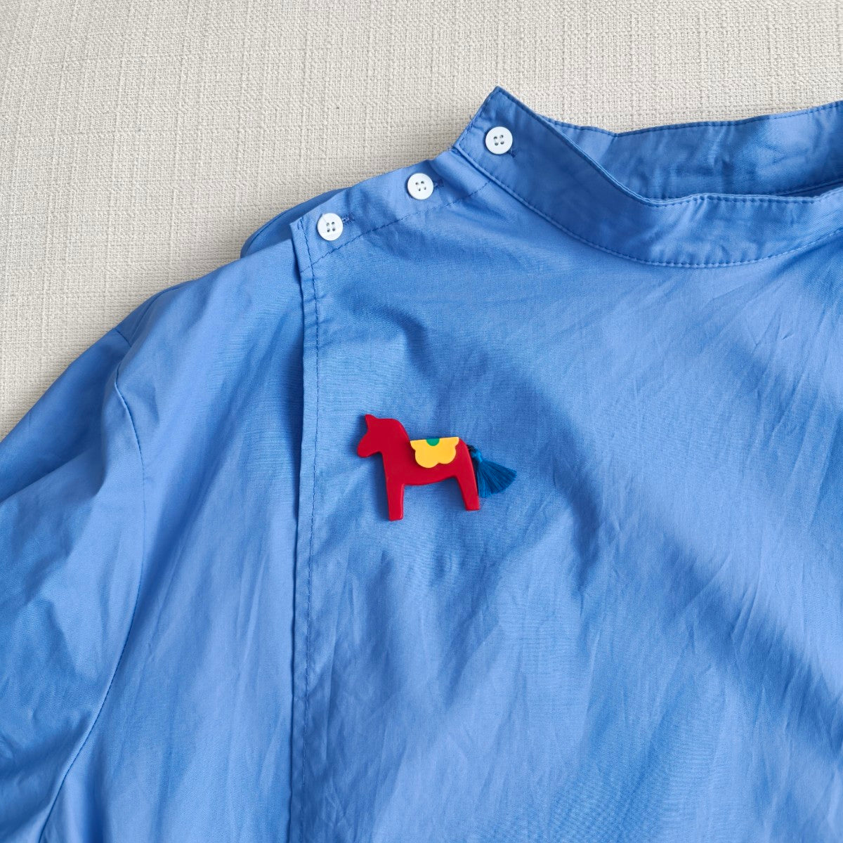 Horse Flower Red Brooch