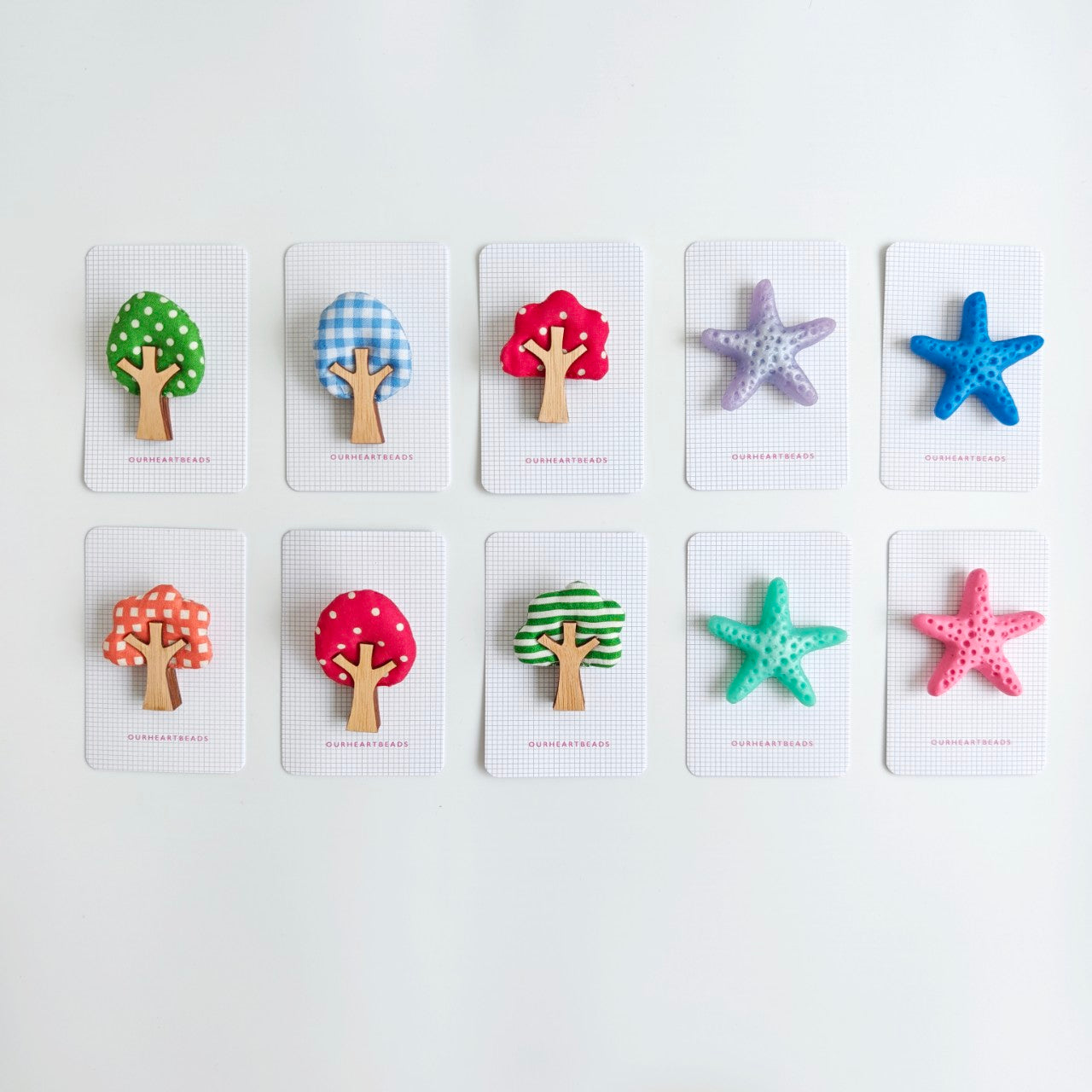 Bundle of 10 - Teachers' Day Tree and Starfish Brooches