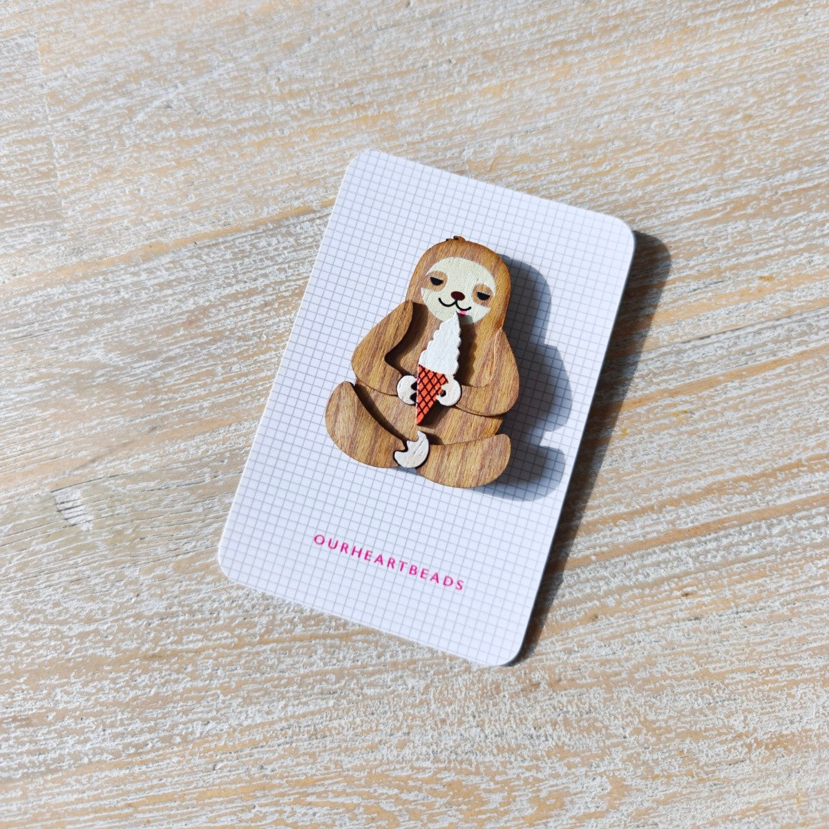Sloth Ice Cream Brooch