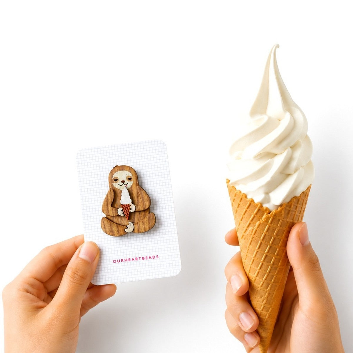 Sloth Ice Cream Brooch