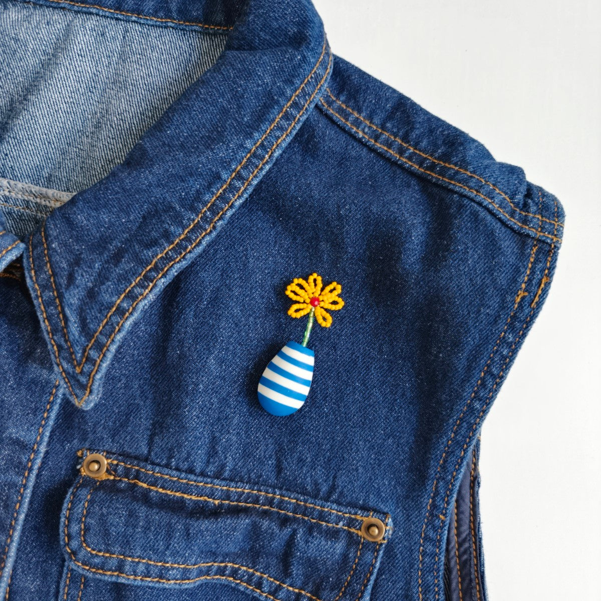 Gerbera Yellow Brooch