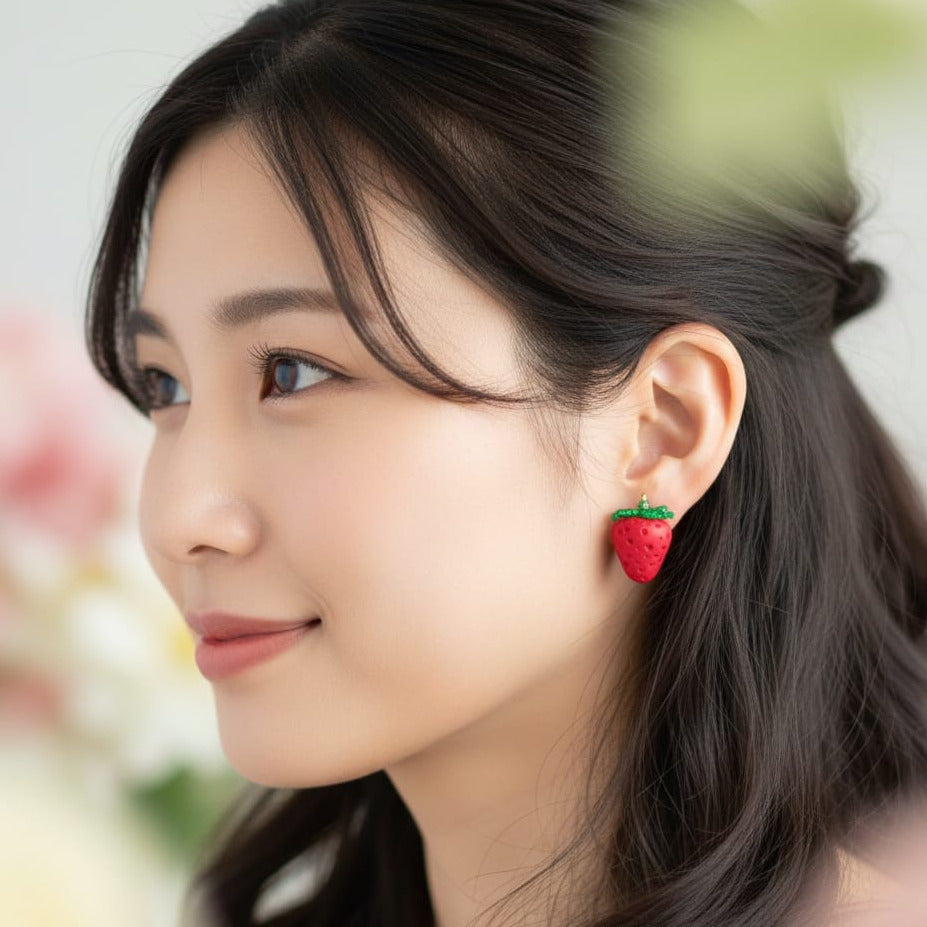 Strawberry Brooch and Earrings Bundle