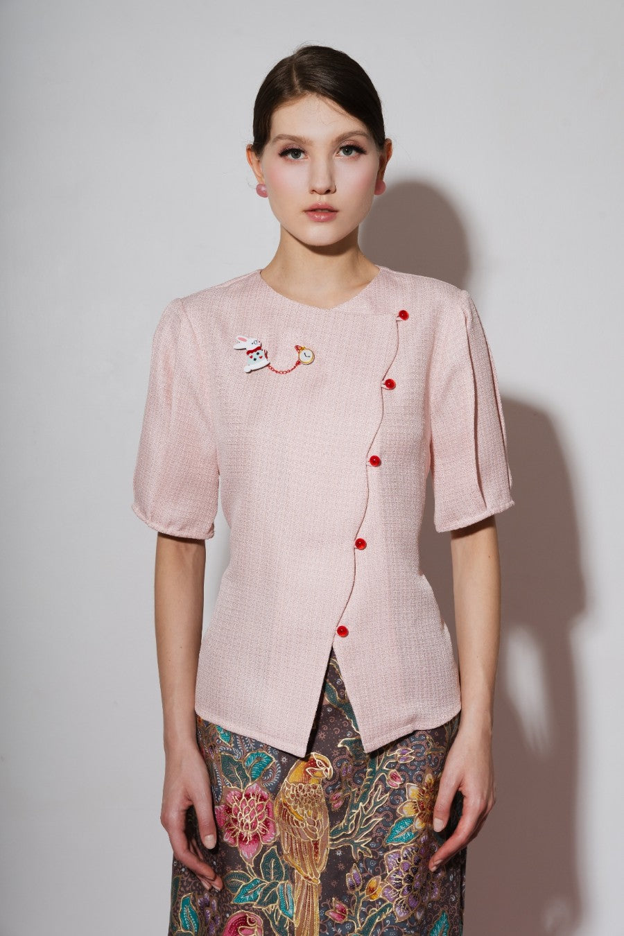 Coney Top (TWEED) & White Rabbit with Clock Brooch