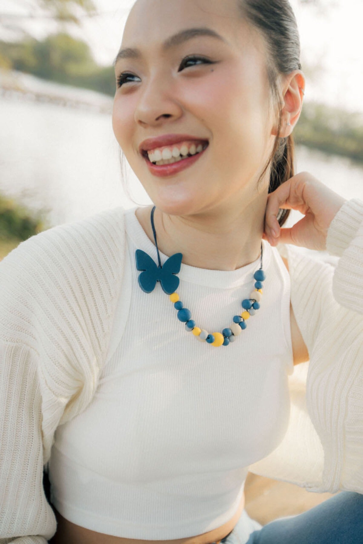 Sierra Butterfly Navy Necklace