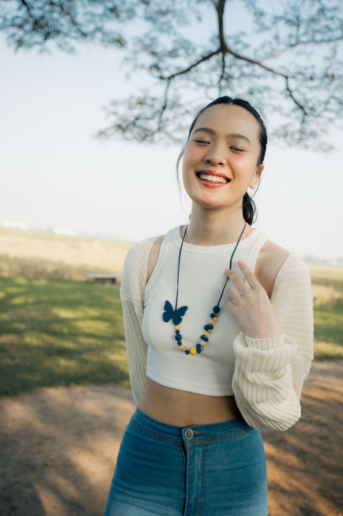 Sierra Butterfly Navy Necklace