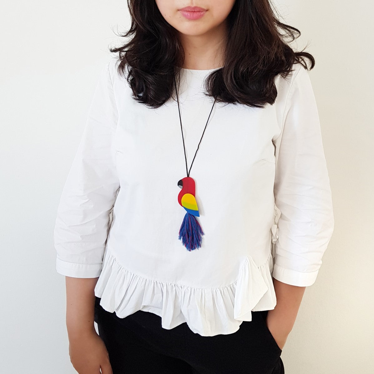 Macaw Scarlet Tassel Necklace