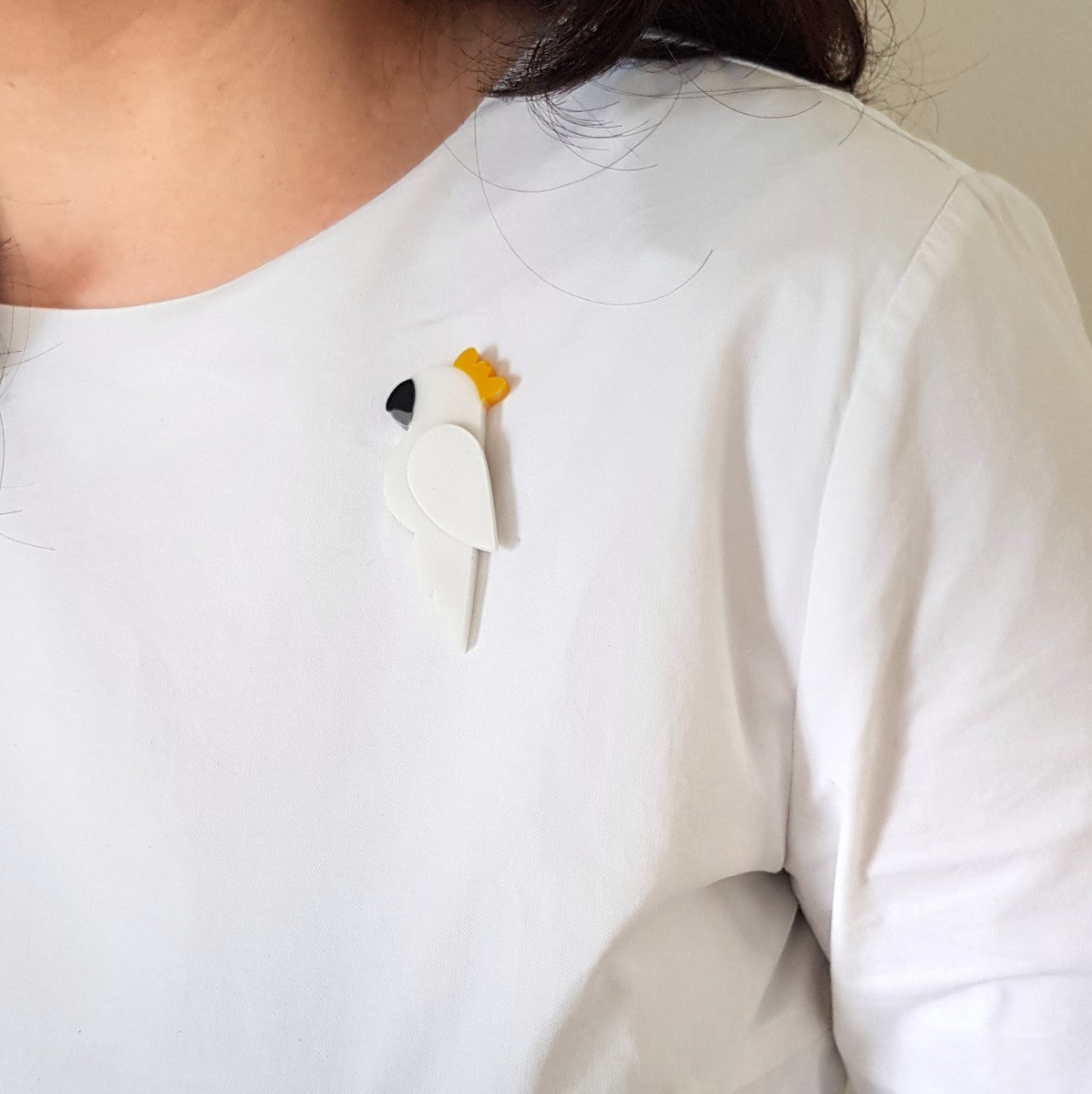 Cockatoo White Brooch