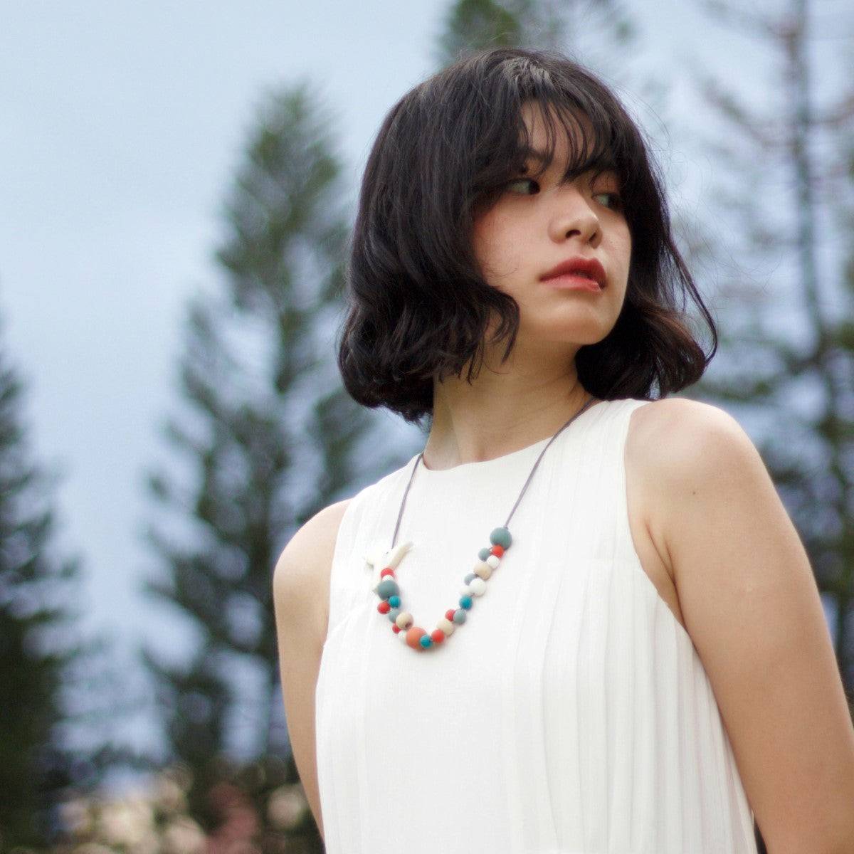 Hummingbird White Necklace