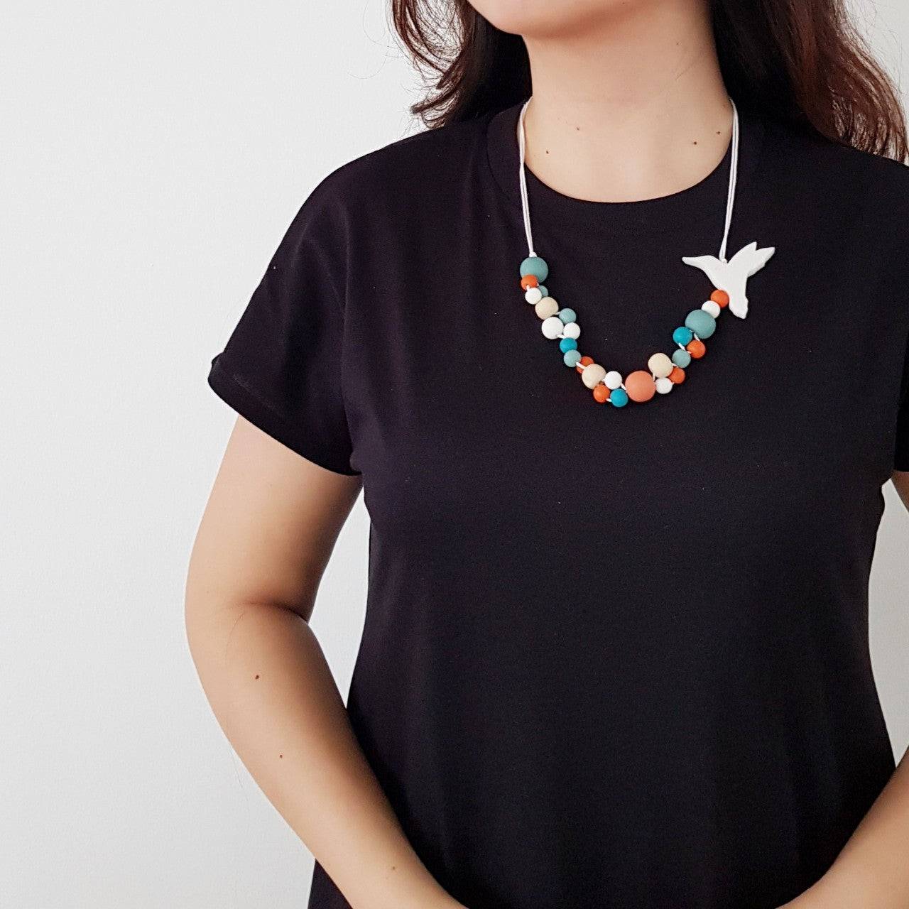 Hummingbird White Necklace