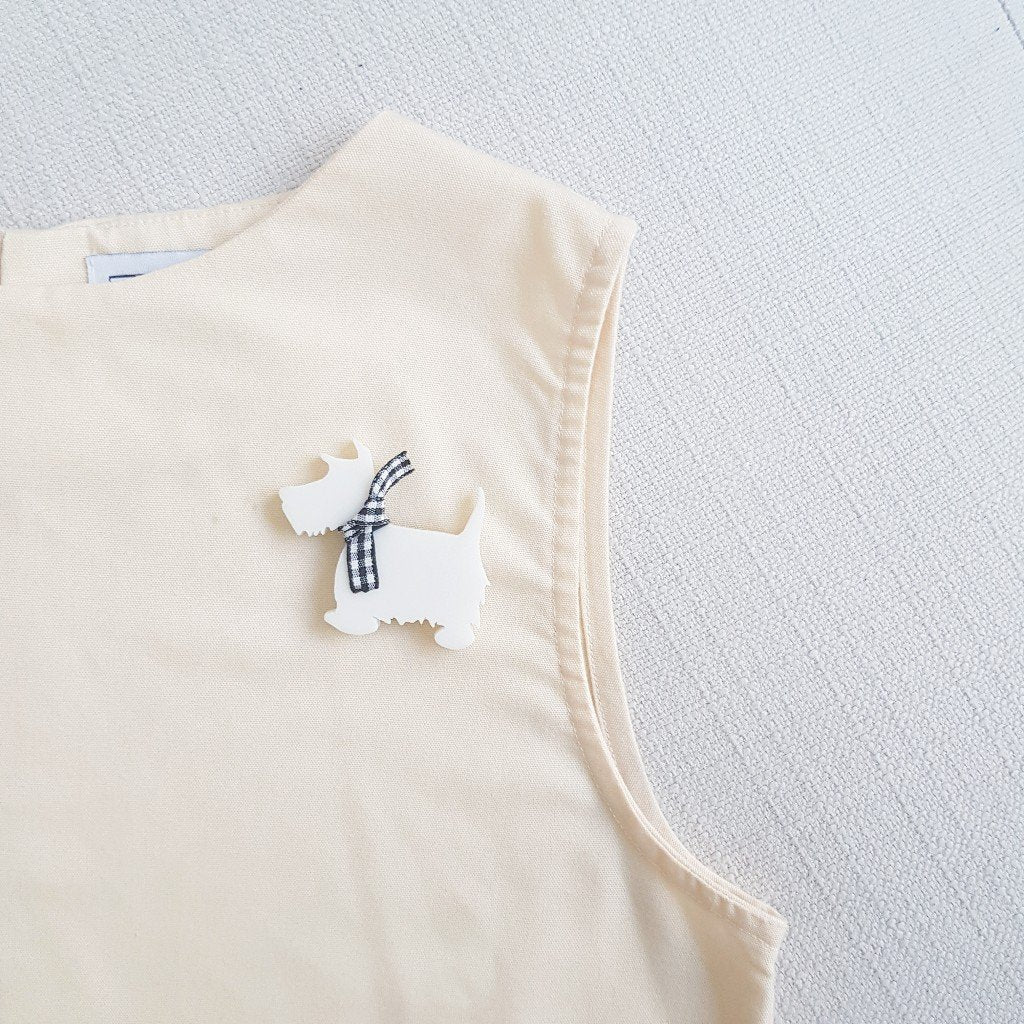 Scottish Terrier White Brooch
