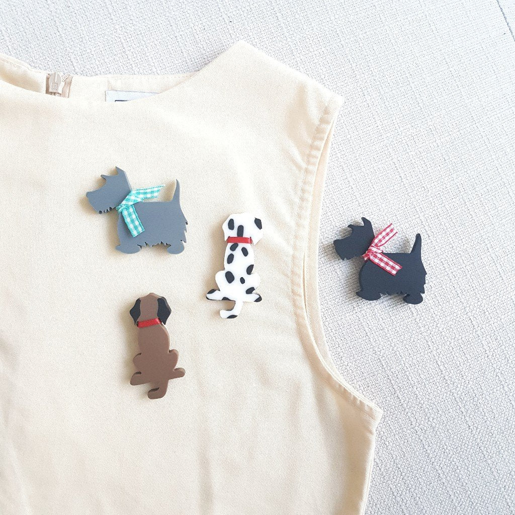 Scottish Terrier White Brooch