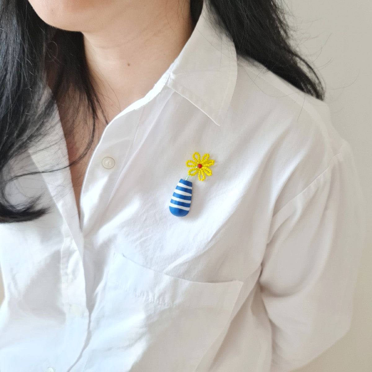 Gerbera Yellow Brooch