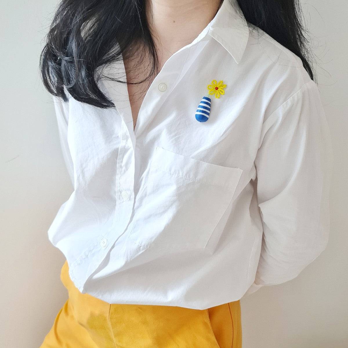 Gerbera Yellow Brooch