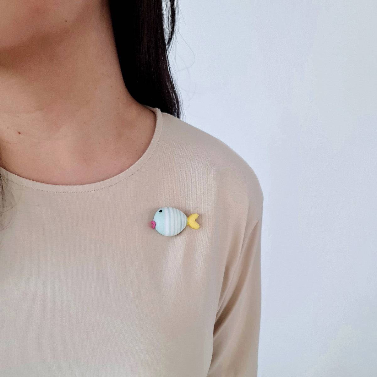 Kala Mint-White Brooch