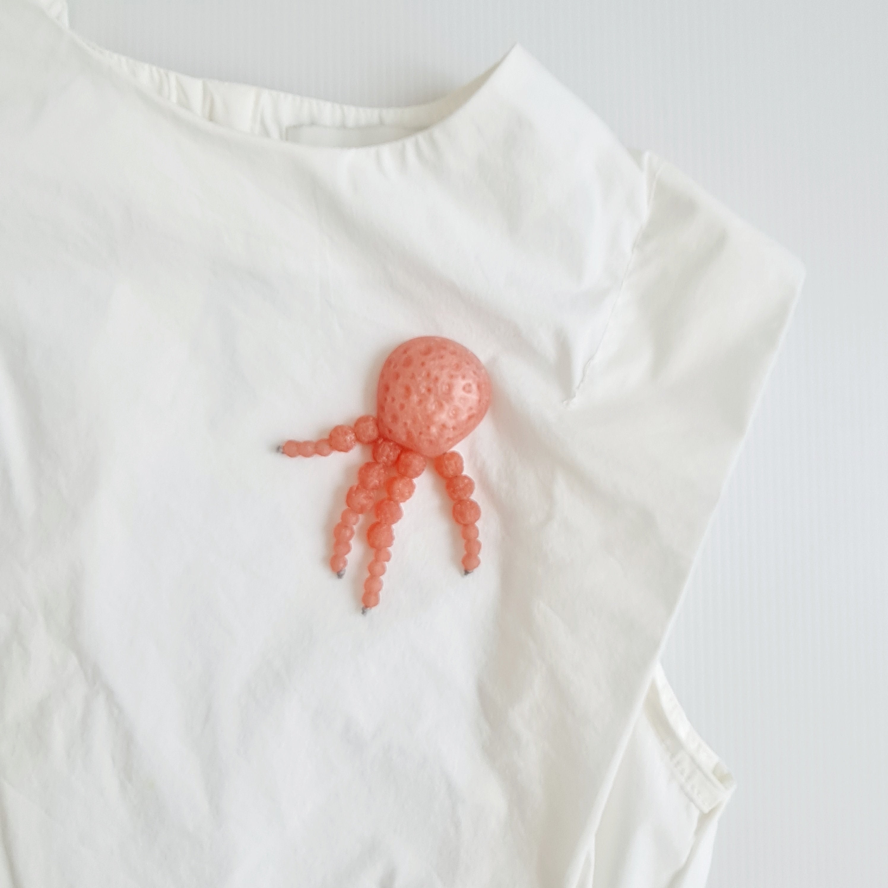 Octopus Peach Brooch