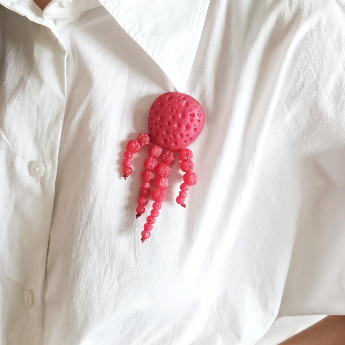 Octopus Red Brooch