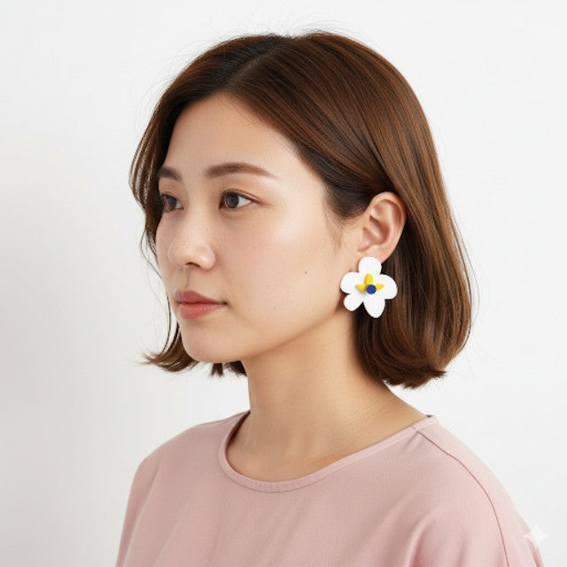 Talking White Flowers Earrings