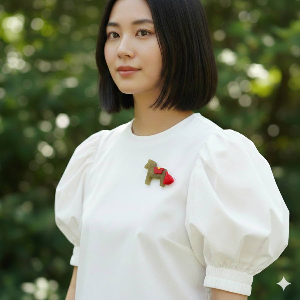 Horse Flower Gold Brooch