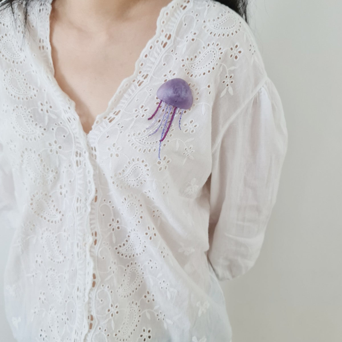 Jellyfish Lilac Brooch