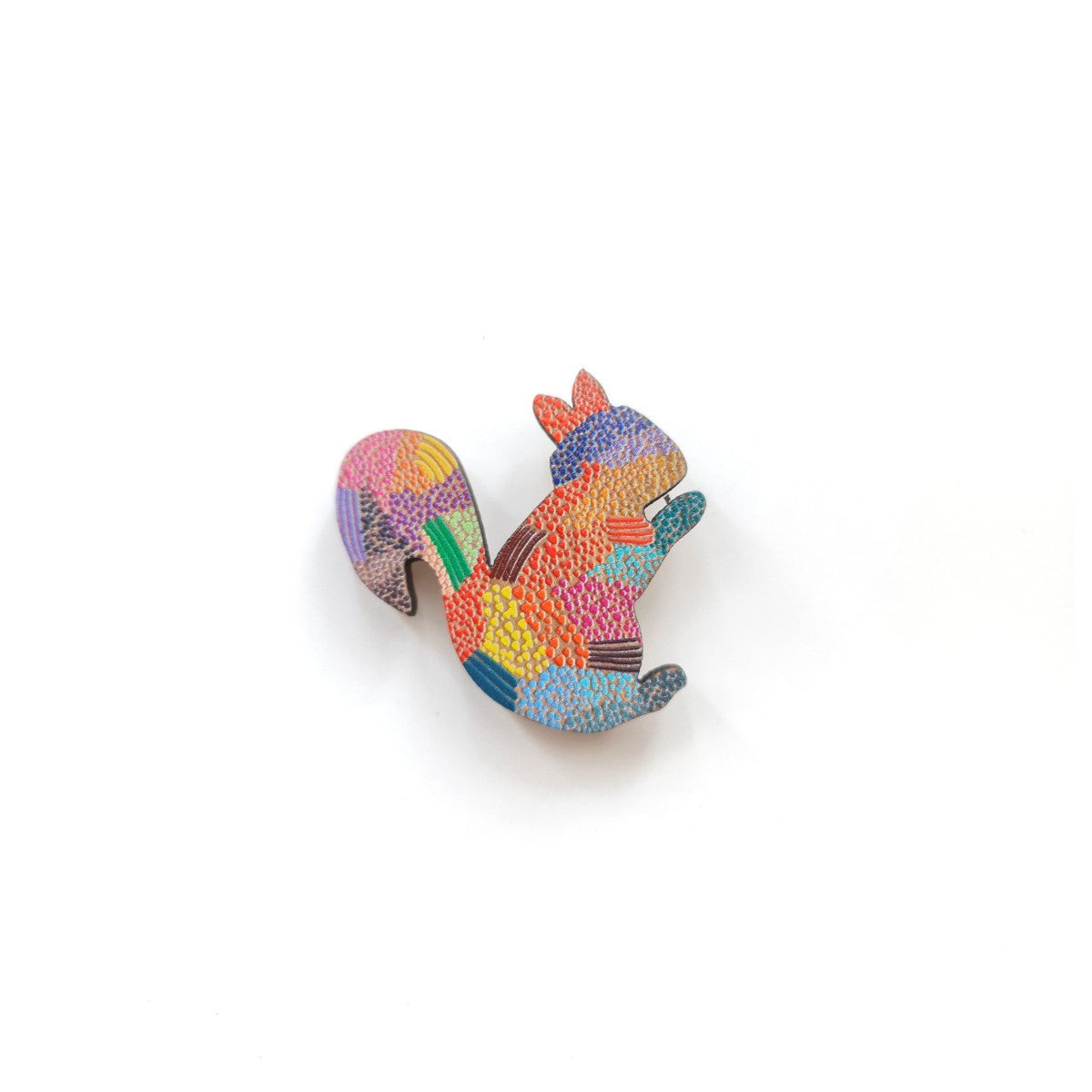 Squirrel Dot Art Brooch