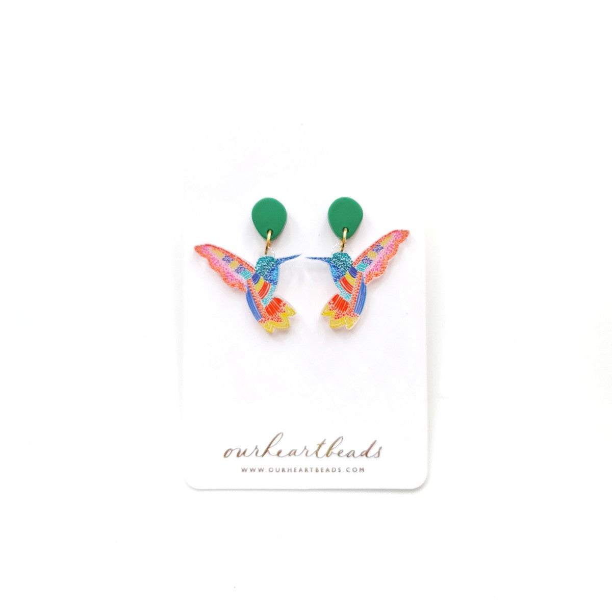 Hummingbird Dot Art Earrings