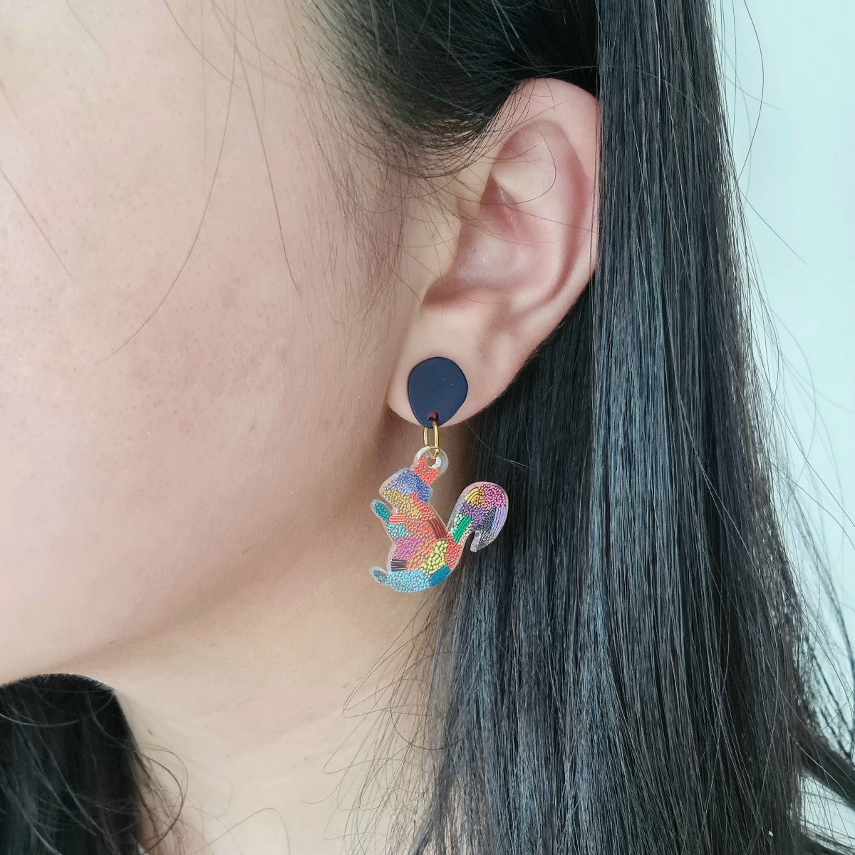 Squirrel Dot Art Earrings